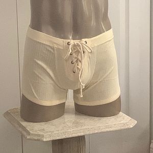 Brand-new cream colored lace up Undergear boxer briefs (L)